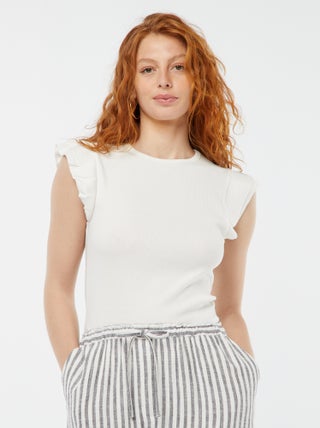 T-shirt met korte mouw met ruches