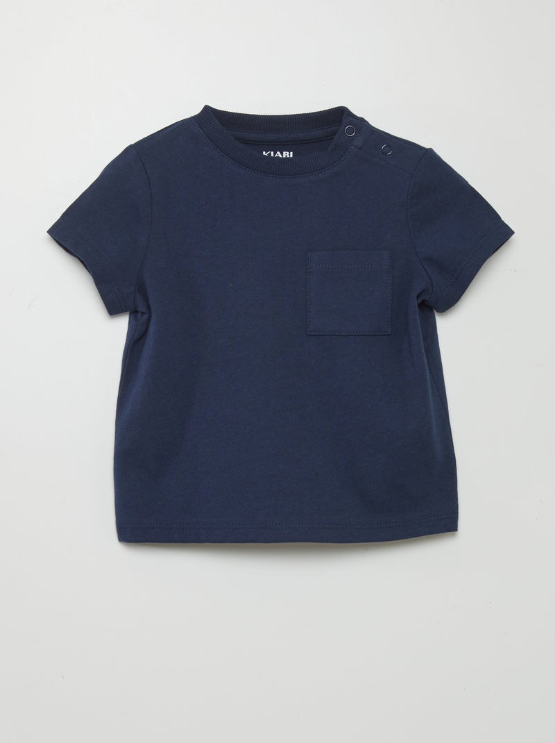 T-shirt met korte mouw met zakjes blauw - Kiabi
