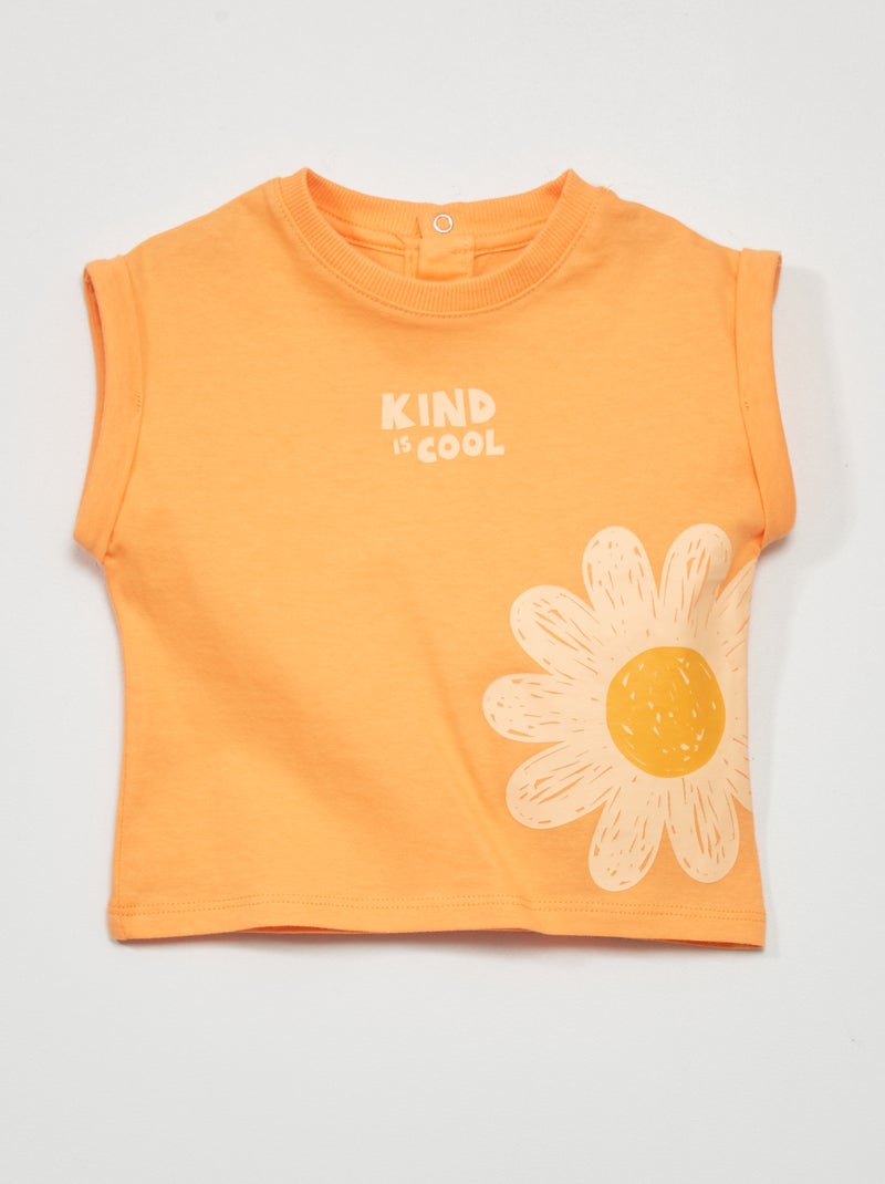 T-shirt met korte mouw ORANJE - Kiabi