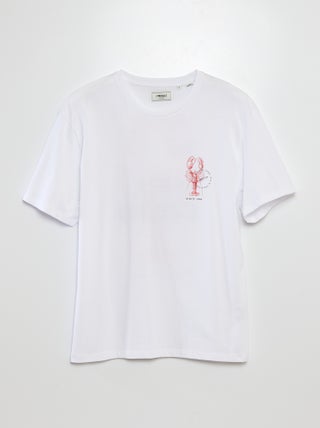 T-shirt met korte mouw, ronde hals en print op de rug | 'Produkt'