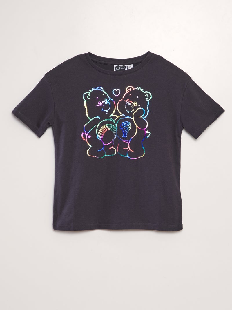 T-shirt met korte mouw 'Troetelbeertjes' ZWART - Kiabi