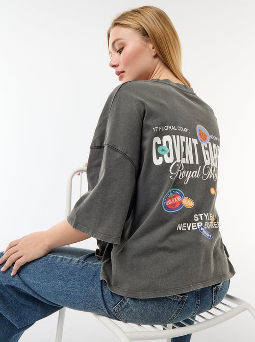 T-shirt met korte mouwen, aan twee kanten bedrukt - Kiabi