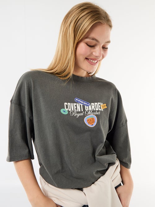 T-shirt met korte mouwen, aan twee kanten bedrukt - Kiabi