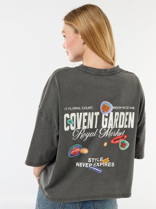 T-shirt met korte mouwen, aan twee kanten bedrukt - Kiabi