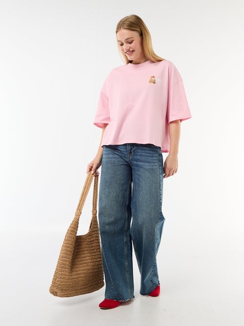 T-shirt met korte mouwen, aan twee kanten bedrukt - Kiabi