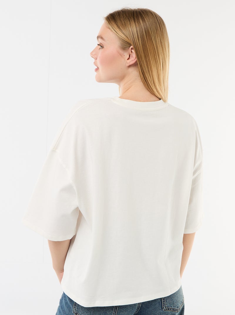 T-shirt met korte mouwen, aan twee kanten bedrukt Wit - Kiabi