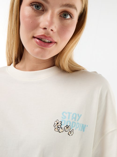 T-shirt met korte mouwen, aan twee kanten bedrukt - Kiabi T-shirt met korte mouwen, aan twee kanten bedrukt - Kiabi