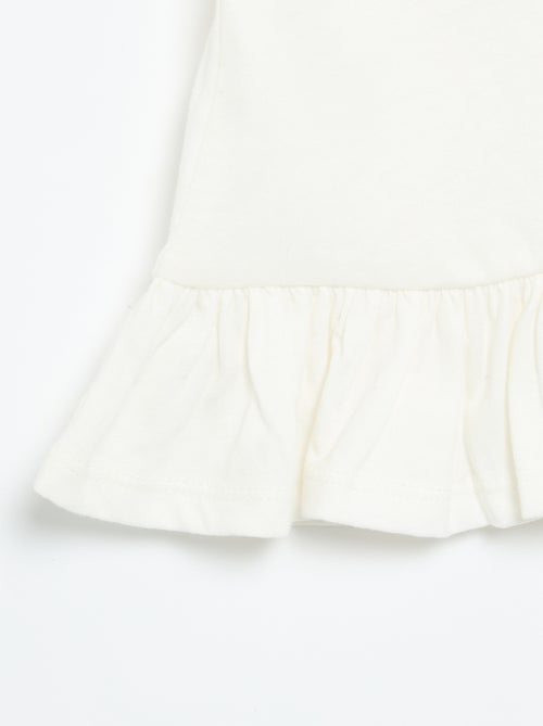 T-shirt met korte mouwen, borduursels en gerimpelde onderkant - Kiabi