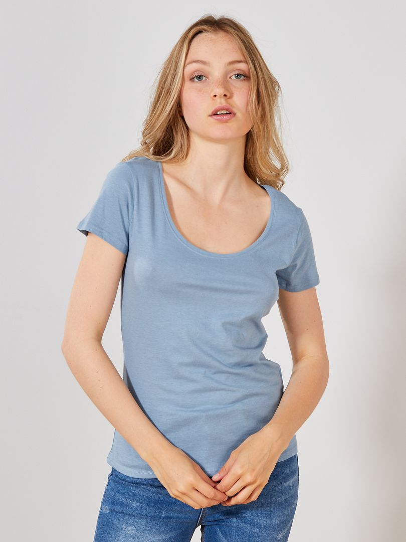 T-shirt met korte mouwen denim blauw - Kiabi