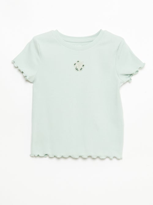 T-shirt met korte mouwen en ajourdetails - Kiabi
