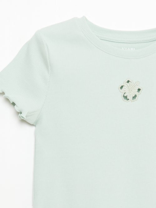 T-shirt met korte mouwen en ajourdetails - Kiabi