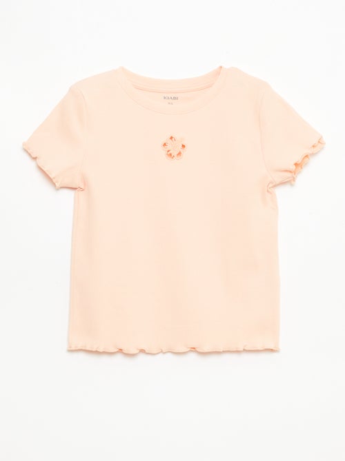 T-shirt met korte mouwen en ajourdetails - Kiabi