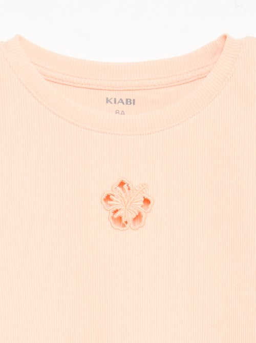 T-shirt met korte mouwen en ajourdetails - Kiabi