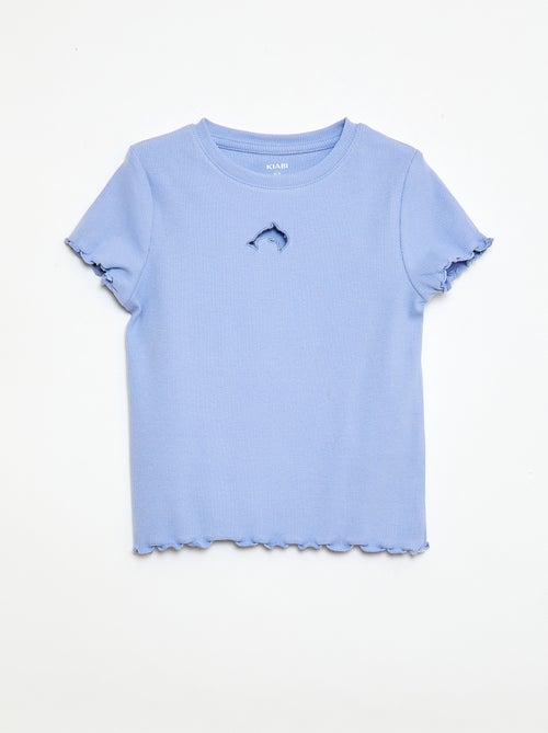 T-shirt met korte mouwen en ajouré-details - Kiabi