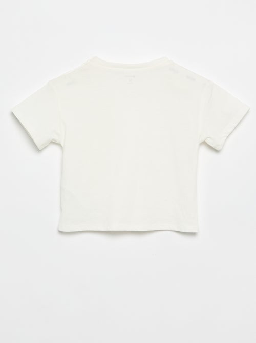 T-shirt met korte mouwen en bloemen op de schouder - Kiabi