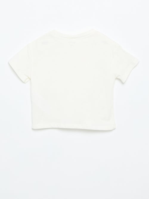 T-shirt met korte mouwen en bloemen op de schouder - Kiabi
