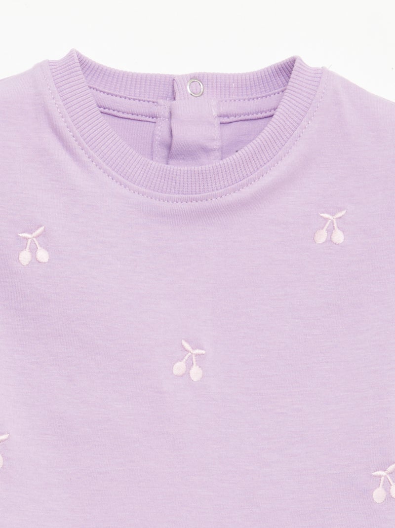 T-shirt met korte mouwen en borduursels Paars - Kiabi