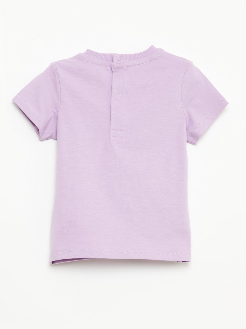 T-shirt met korte mouwen en borduursels Paars - Kiabi