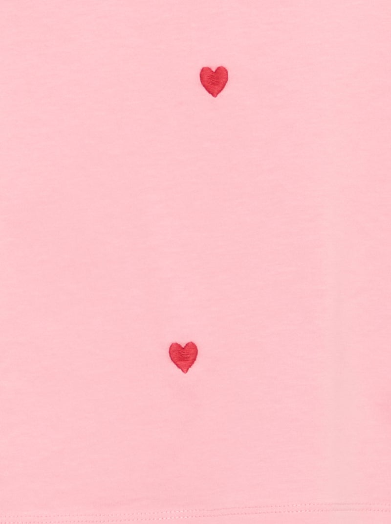 T-shirt met korte mouwen en borduursels Rose - Kiabi