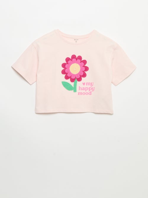 T-shirt met korte mouwen en borduursels - Kiabi