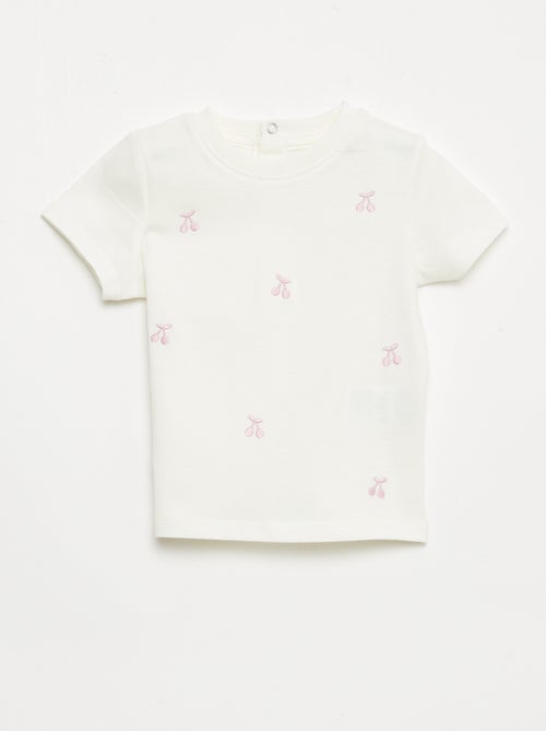 T-shirt met korte mouwen en borduursels - Kiabi