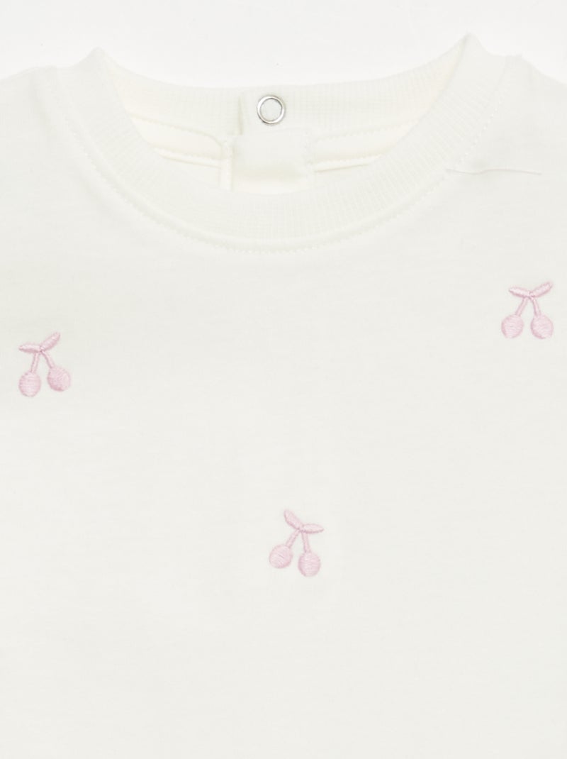 T-shirt met korte mouwen en borduursels Wit - Kiabi