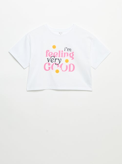 T-shirt met korte mouwen en borduursels - Kiabi