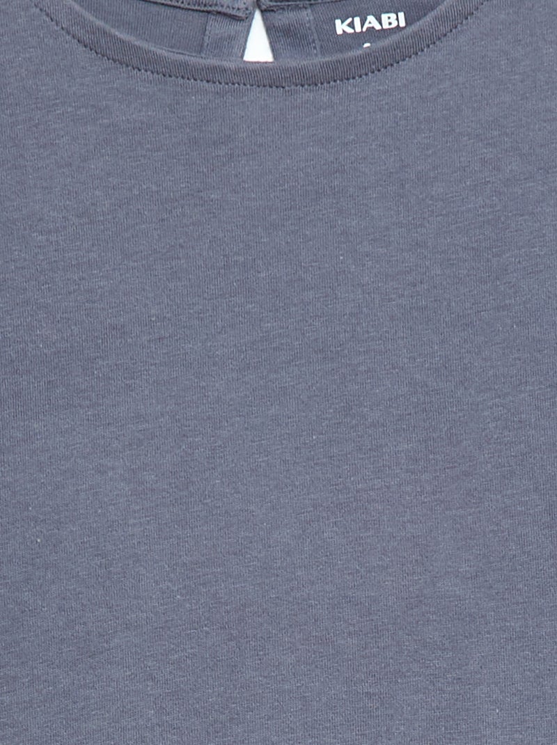 T-shirt met korte mouwen en broderie anglaise Grijs - Kiabi