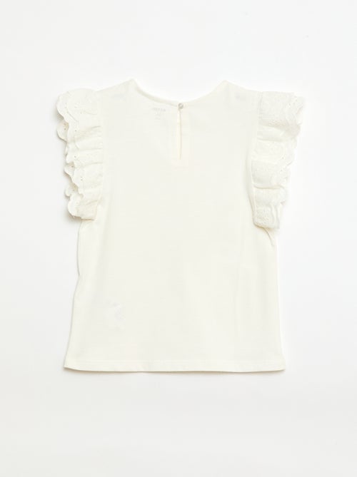 T-shirt met korte mouwen en broderie anglaise - Kiabi