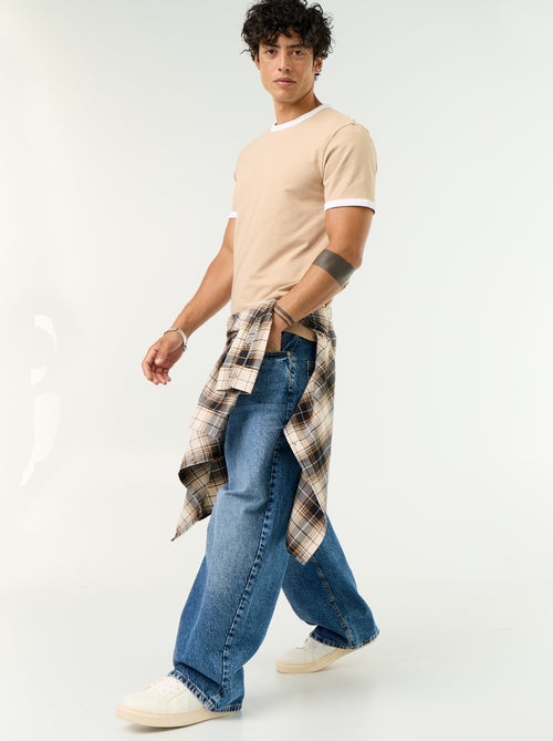T-shirt met korte mouwen en contrasterende boorden - Kiabi