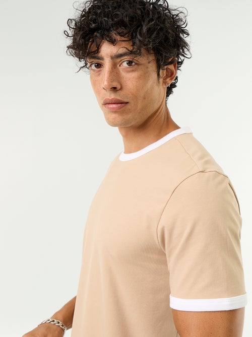 T-shirt met korte mouwen en contrasterende boorden - Kiabi