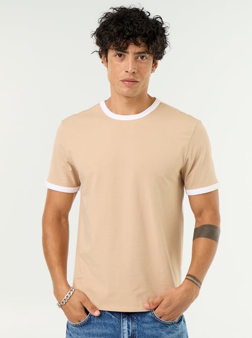 T-shirt met korte mouwen en contrasterende boorden - Kiabi