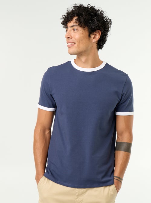 T-shirt met korte mouwen en contrasterende boorden - Kiabi