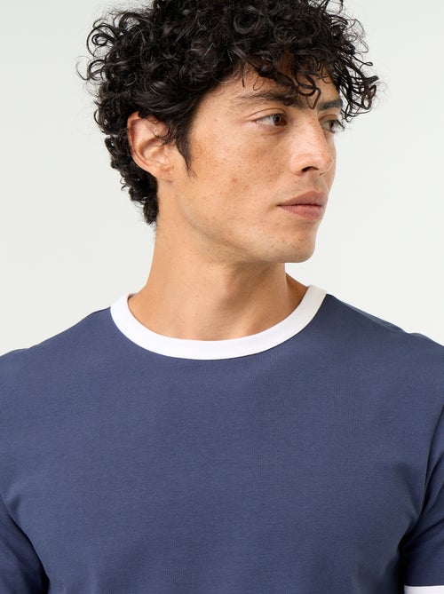 T-shirt met korte mouwen en contrasterende boorden - Kiabi