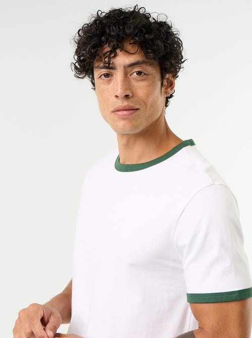 T-shirt met korte mouwen en contrasterende boorden - Kiabi