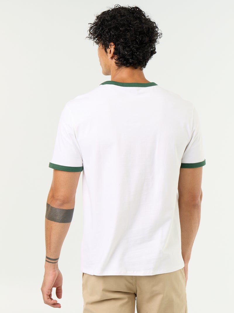 T-shirt met korte mouwen en contrasterende boorden Groen - Kiabi