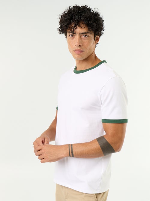 T-shirt met korte mouwen en contrasterende boorden - Kiabi