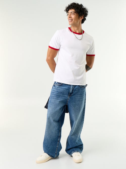 T-shirt met korte mouwen en contrasterende boorden - Kiabi