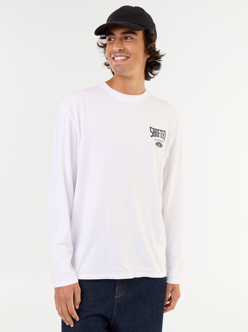 T-shirt met korte mouwen en dubbelzijdige print Wit - Kiabi