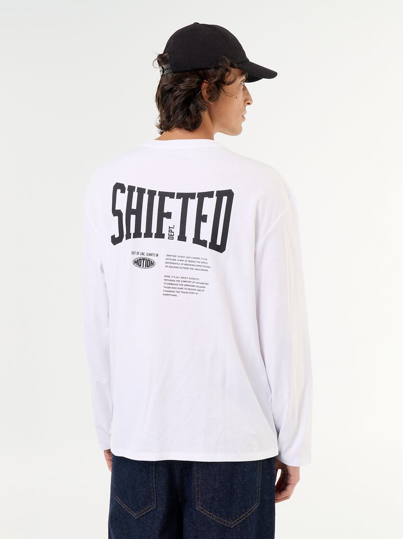 T-shirt met korte mouwen en dubbelzijdige print Wit - Kiabi