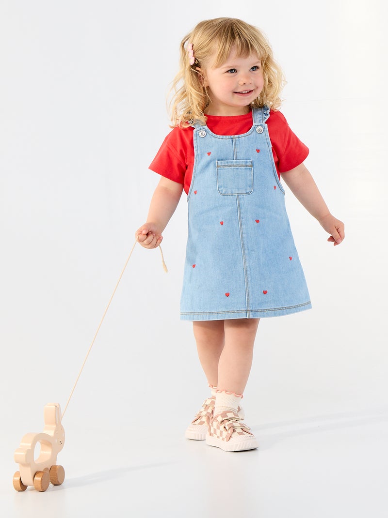 T-shirt met korte mouwen en gestikt hart Rood - Kiabi