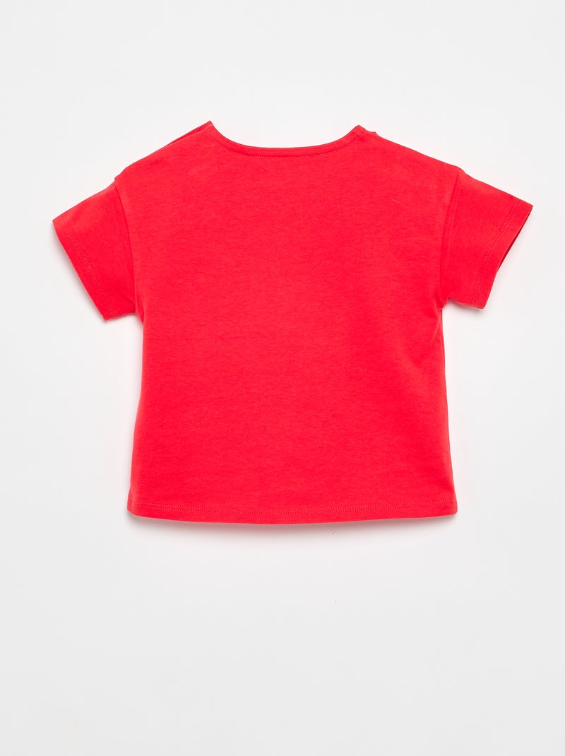 T-shirt met korte mouwen en gestikt hart Rood - Kiabi