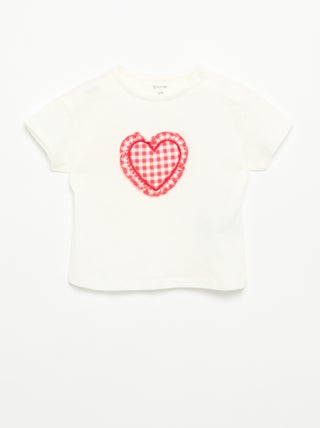 T-shirt met korte mouwen en gestikt hart