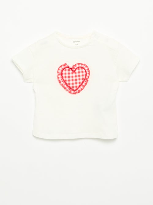 T-shirt met korte mouwen en gestikt hart - Kiabi