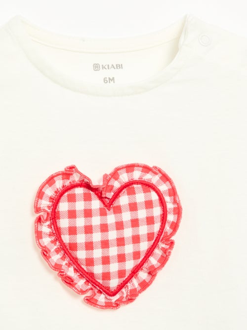 T-shirt met korte mouwen en gestikt hart - Kiabi