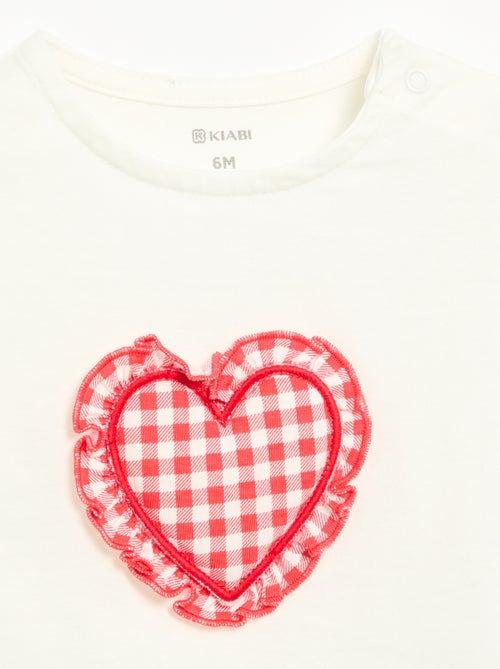 T-shirt met korte mouwen en gestikt hart - Kiabi