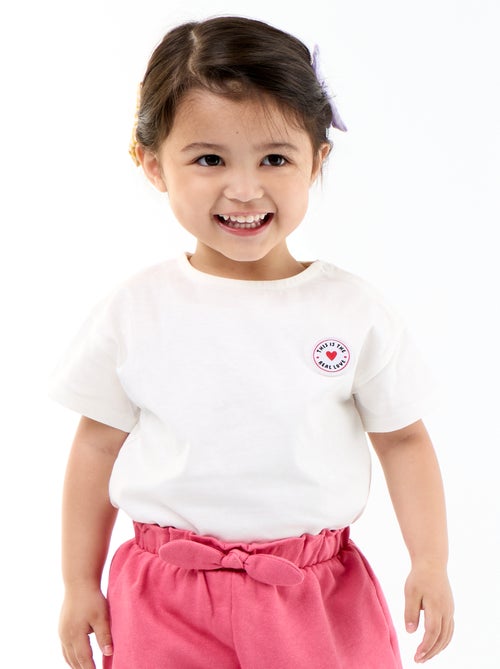 T-shirt met korte mouwen en gestikt hart - Kiabi