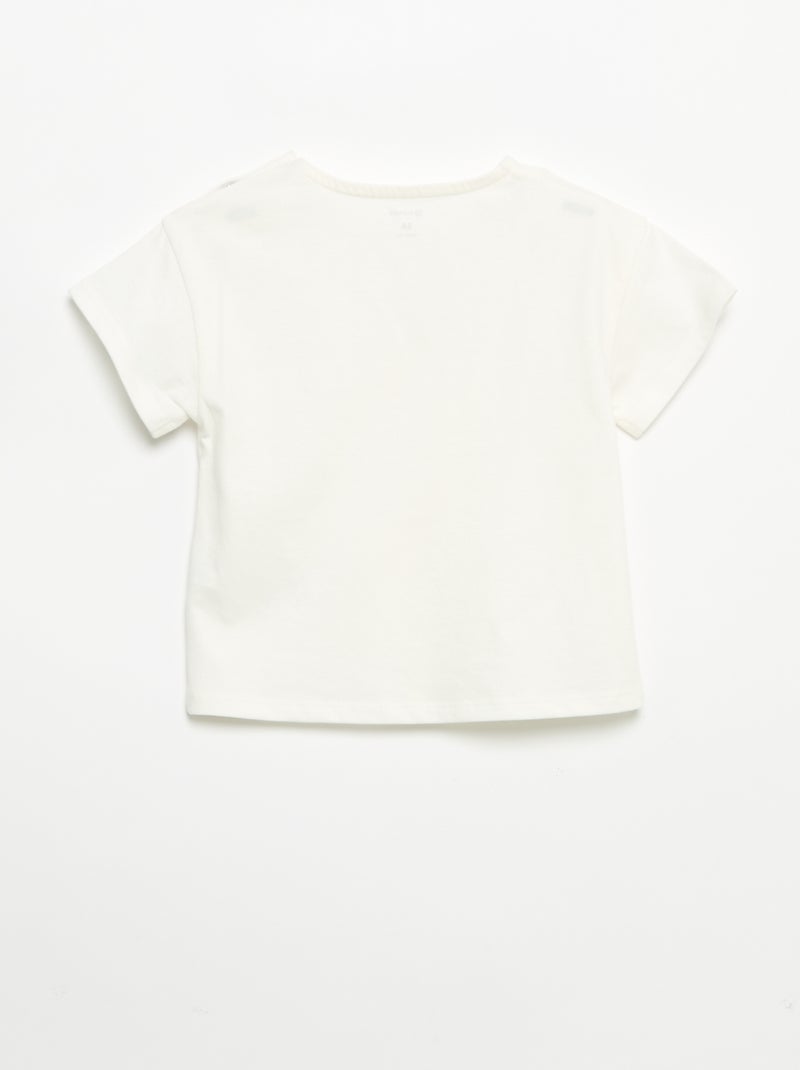 T-shirt met korte mouwen en gestikt hart Wit - Kiabi