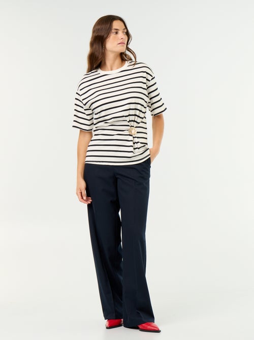 T-shirt met korte mouwen en goudkleurige schelp - Kiabi