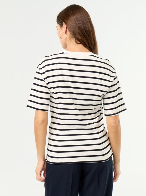 T-shirt met korte mouwen en goudkleurige schelp - Kiabi